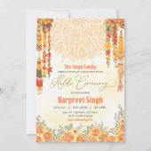 Floral Indian Groom Haldi Ceremony Kaart (Voorkant)