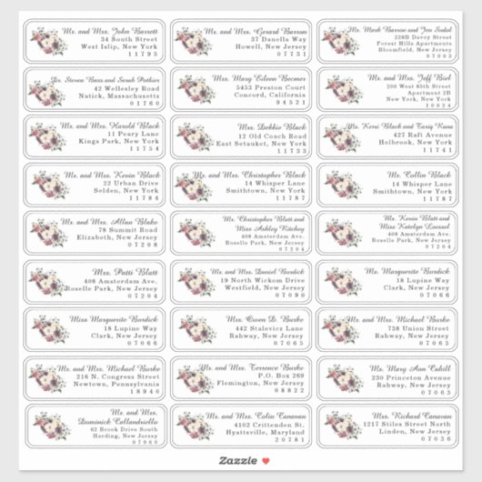 Floral individuel Mariage Étiquettes de adresse in (Feuille)