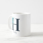 Floral initiaal Letter Monogram H Coffee Mok (Voorkant links)