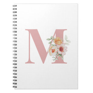 Floral Initiaal Letter Monogram Notitieboek