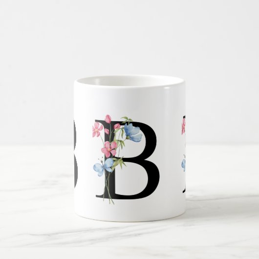 Floral Initiaal Monogram B Mok (Center)