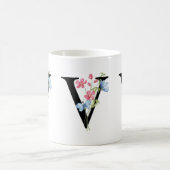 Floral Initiaal Monogram V Mok (Center)