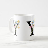 Floral Initiaal Monogram Y Mok (Voorkant links)