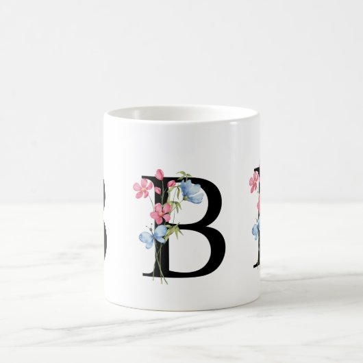 Floral Initial Monogram B Mug (Centre)