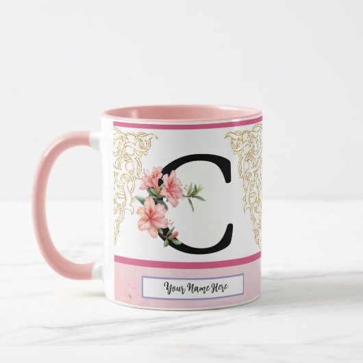 Floral Initial Mug – Letter C Monogram | Personali (Gauche)
