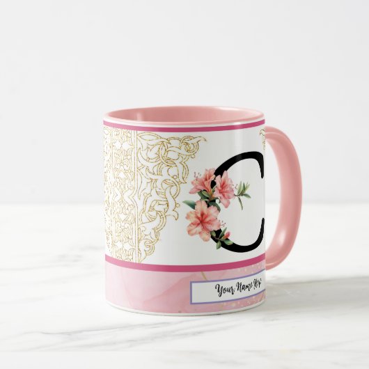 Floral Initial Mug – Letter C Monogram | Personali Mok (Voorkant rechts)