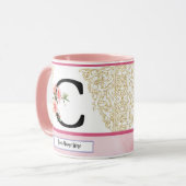 Floral Initial Mug – Letter C Monogram | Personali Mok (Voorkant links)