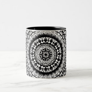 floral Ink Mandala Tweekleurige Koffiemok