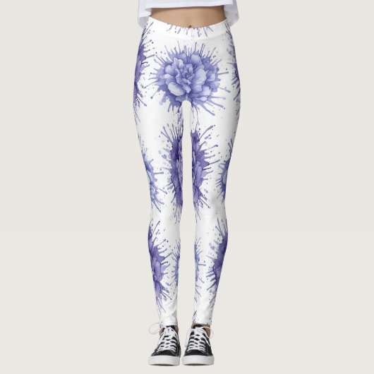 Floral Ink Splash Pattern – Abstract Botanical  Leggings (Voorkant)