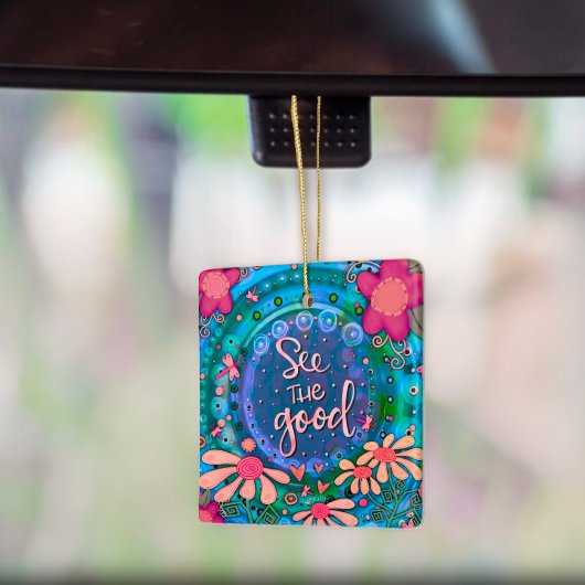 Floral Inspiring Bekijk de Goede Quote Inspirativi Keramisch Ornament