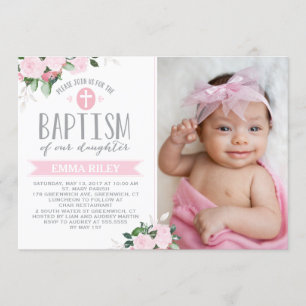 Floral Invitation au baptême