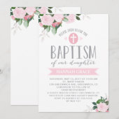 Floral | Invitation au baptême (Devant / Derrière)