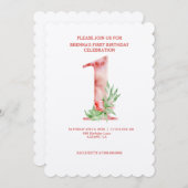 Floral Invitations de premier anniversaire - Aquar (Devant / Derrière)