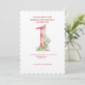 Floral Invitations de premier anniversaire - Aquar (Debout devant)