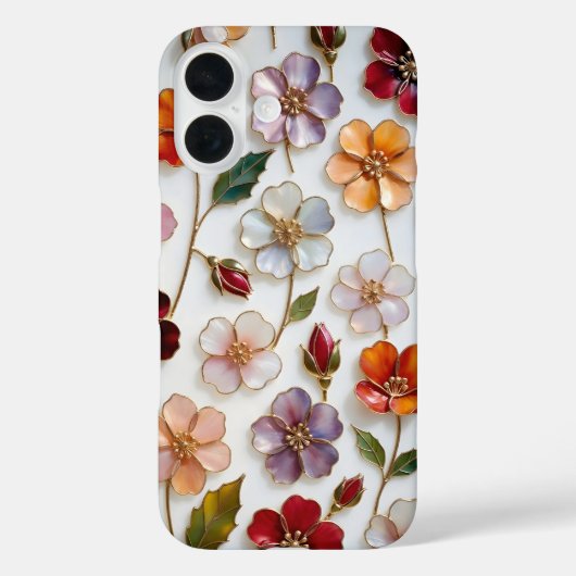 Floral iPhone Case Stained Glass Pastel Flowers (Achterkant)