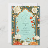 Floral islamitische bruiloft kaart (Voorkant)