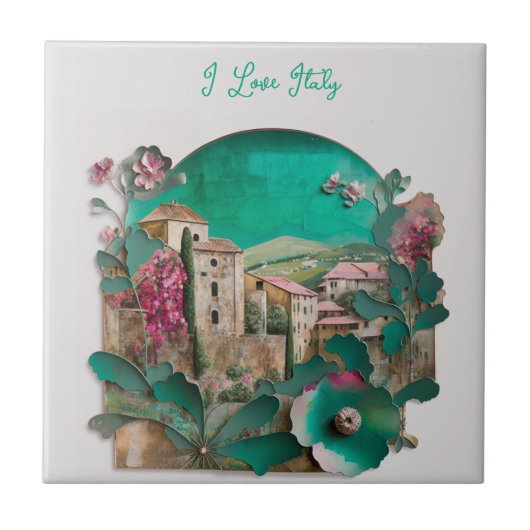 Floral Italiaans papier Sculptuur Tegeltje (Voorkant)