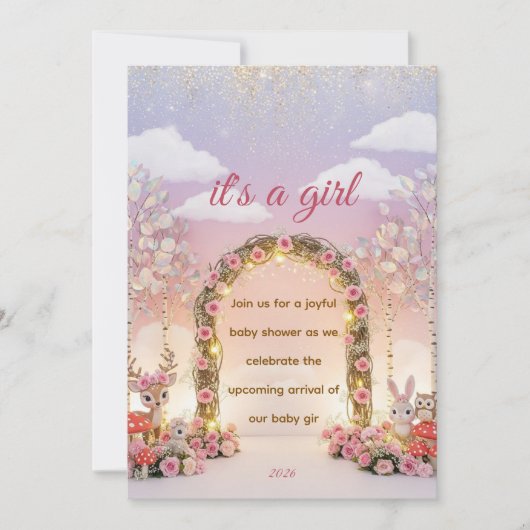 Floral "It's a Girl" Baby Shower Invitation (Devant)