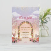 Floral "It's a Girl" Baby Shower Invitation (Debout devant)