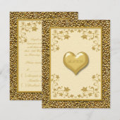 Floral ivoire avec carte RSVP Gold Heart (Devant / Derrière)