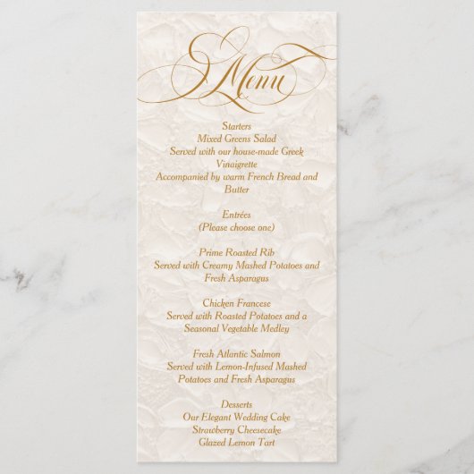 Floral Ivoor Elegant Script Trouwen Menu (Voorkant)