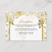 Floral Ivoor White Gold Arch Quinceañera Informatiekaartje (Voorkant)