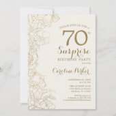 Floral Ivory Gold Surprise 70e verjaardag Kaart (Voorkant)