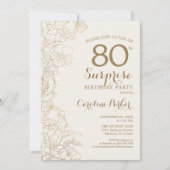 Floral Ivory Gold Surprise 80e verjaardag Kaart (Voorkant)