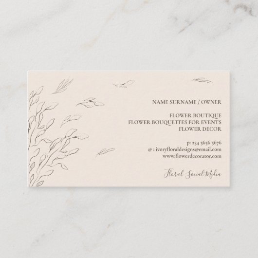 Floral Ivory Simple Boho Event Planner Visitekaartje (Achterkant)