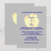 Floral Ivory White Cream Roos Custom Grey Wedding Kaart (Voorkant / Achterkant)