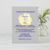 Floral Ivory White Cream Roos Custom Grey Wedding Kaart (Staand voorkant)