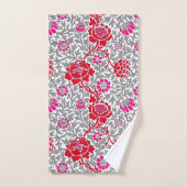 Floral jacobéen, rose et gris foncé (Serviette à main)