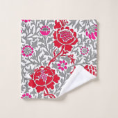 Floral jacobéen, rose et gris foncé (Gant de toilette)