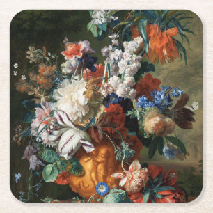 Floral Jan van Huysum Bouquet van Flowers Vierkante Kartonnen Onderzetter