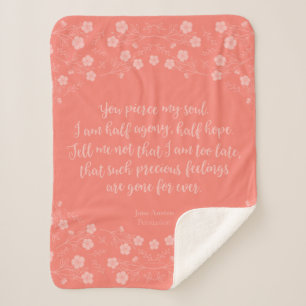 Floral Jane Austen Persuasion Love Letter Quote Sherpa Deken