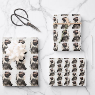 Floral japanese geisha Sakura ink art -  Inpakpapier Vel