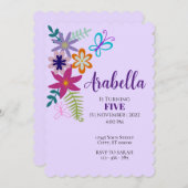 Floral jarig Uitnodiging (Voorkant / Achterkant)