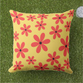 Floral Jaune Coussin décoratif - Fleurs rouges (Herbe)