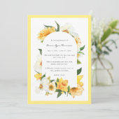 Floral jaune et blanc | Carte commémorative funéra (Debout devant)