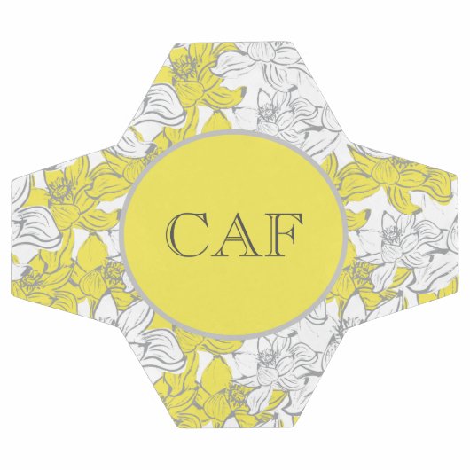 Floral jaune et gris monogramme (Plat)