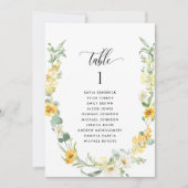 Floral Jaune, Nom de l'invité Cartes de plan de si (Devant)