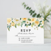 Floral Jaune Or Blanc Vert Mariage RSVP (Debout devant)