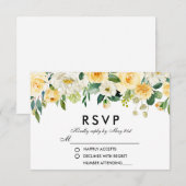 Floral Jaune Or Blanc Vert Mariage RSVP (Devant / Derrière)