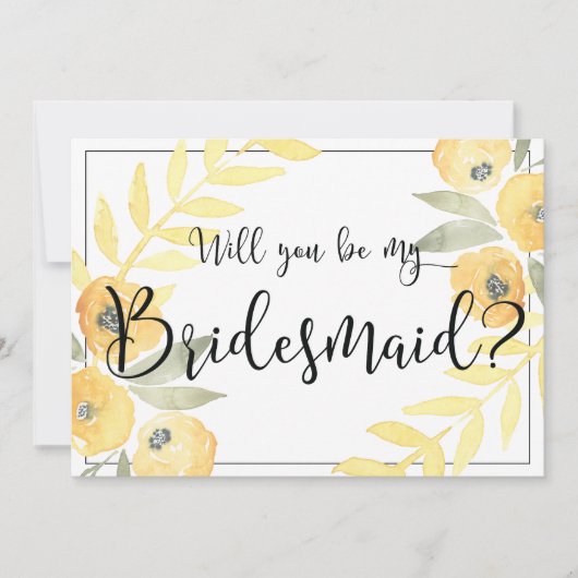 Floral Jaune Serez-Vous Mes Cartes De Femme D'Accu (Devant)