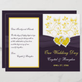 Floral jaune violet blanc, Programme de mariage de (Devant / Derrière)
