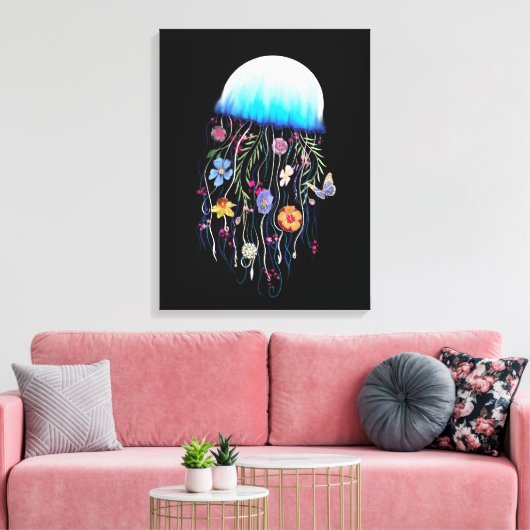 Floral Jellyfish Canvas Afdruk (Insitu (Woonkamer))