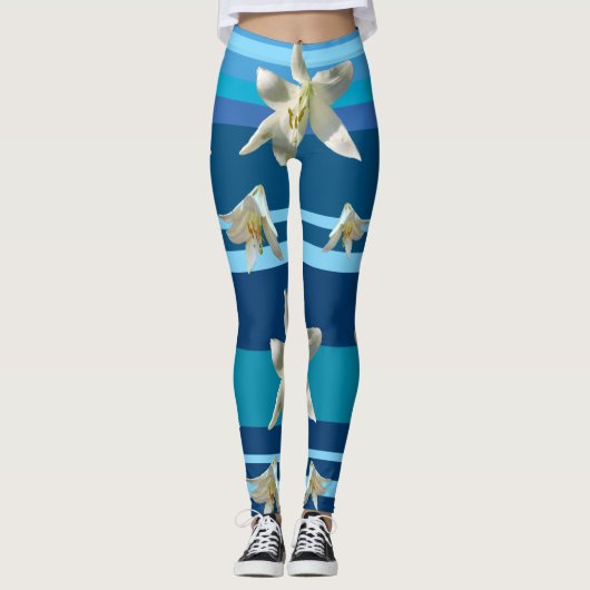 Floral Joy in Blue Custom Leggings (Voorkant)