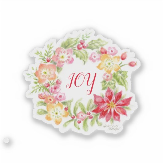 Floral Joy Medley Krans Custom-Cut Vinyl Sticker (Voorkant)