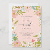 Floral joyeux sur le faire-part de mariage du rose (Devant)