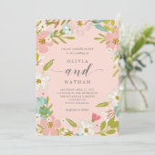 Floral joyeux sur le faire-part de mariage du rose (Debout devant)